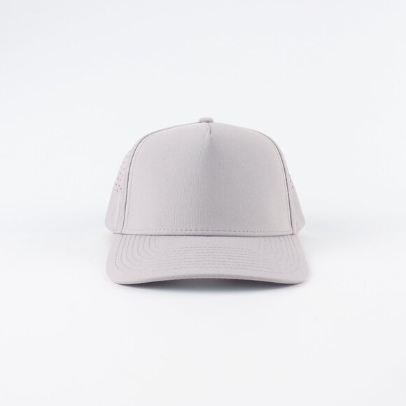 Blank 5 Panel Performance Structured Hats- 12 pack in Color Light Gray - Picture 4 of 5